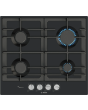 Bosch PCP6A6I90 Series 6 60cm 4 Burner Gas Hob, Flame Select, Black