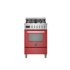 **EX DISPLAY Bertazzoni PRO64L1EROT Professional 60cm Range Cooker Single Oven Dual Fuel Gloss Red