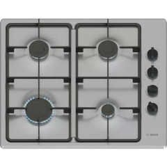 Bosch PBP6B5K60 Series 2 60cm 4 Burner Gas Hob, Stainless Steel