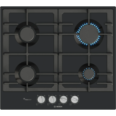 Bosch PCP6A6I90 Series 6 60cm 4 Burner Gas Hob, Flame Select, Black