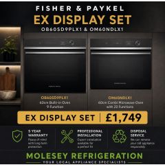 Fisher + Paykel OB60SD9PLX1 / OM60NDLX1 Ex Display Single Oven And Combi Microwave Oven