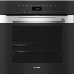 Miele H7464BP Built-In Pyrolytic Single Oven, Pure Line, Clean Steel