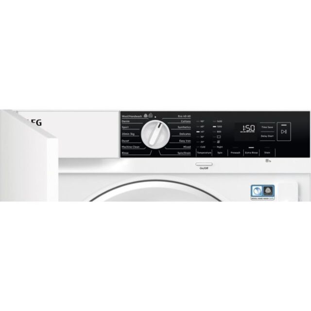 AEG LFX6G8434BI Integrated Washing Machine, 8kg, 1400 Spin, B Rated