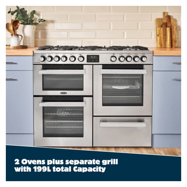Belling BEL RCA COOKCENTRE 110DF STA 110cm Dual Fuel Range Cooker, Stainless Steel, A Rated, 4444118