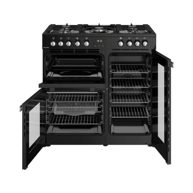 Belling BEL RCA COOKCENTRE 90DF BLK 90cm Dual Fuel Range Cooker, Black, A Rated, 444411793
