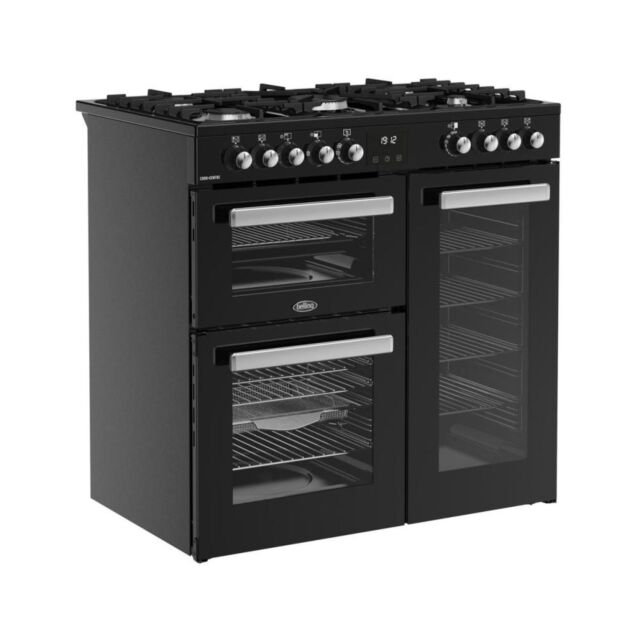 Belling BEL RCA COOKCENTRE 90DF BLK 90cm Dual Fuel Range Cooker, Black, A Rated, 444411793