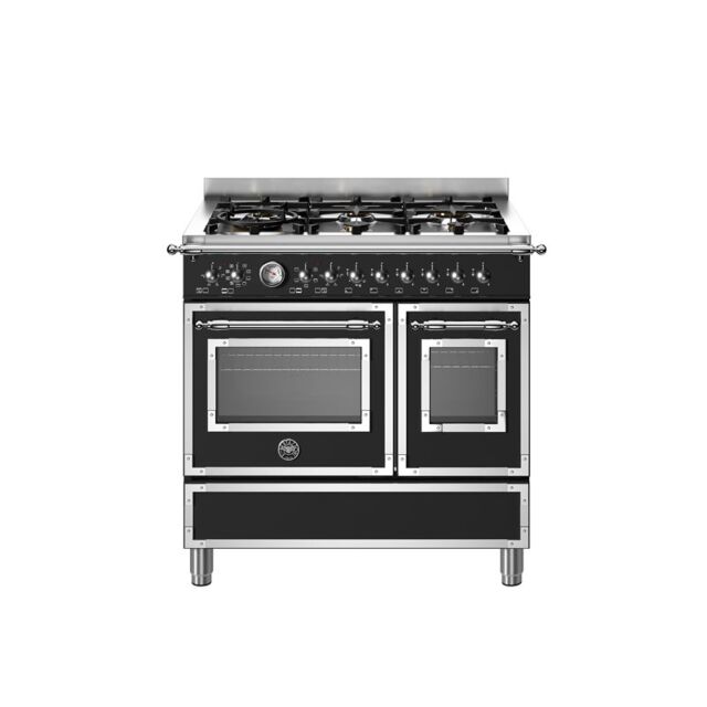 **EX DISPLAY Bertazzoni HER96L2ENET Heritage 90cm Range Cooker , Twin Oven , Dual Fuel , Matt Black