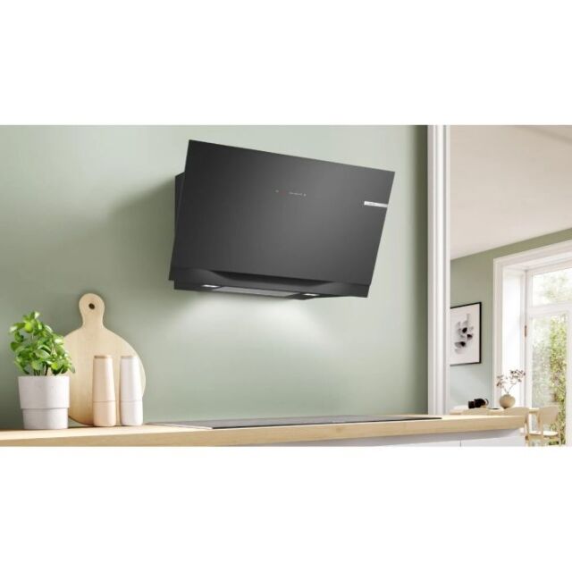 Bosch DWK91LT60B Series 8 90cm Angled Glass Wall Mounted Extractor, Black Glass