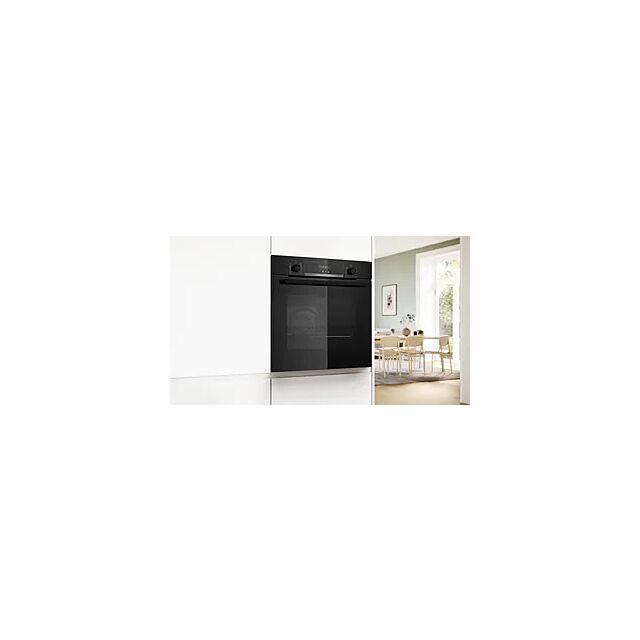 Bosch HQA574BB3B Series 4 Built-In Electric Single Oven with Pyrolytic Cleaning, Black, A+ Rated