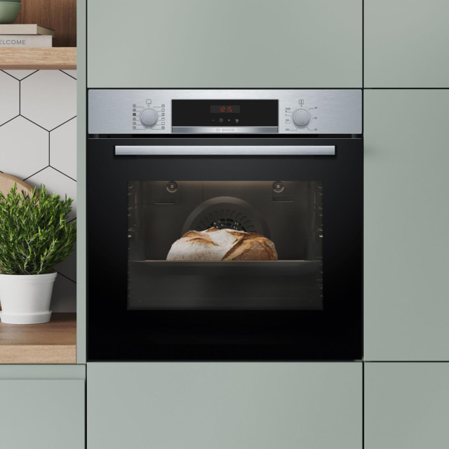 Bosch HQA574BS3B Series 4 Built-In Single Oven With Added Steam, Self Cleaning