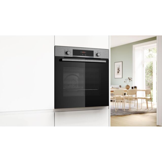 Bosch HQA574BS3B Series 4 Built-In Single Oven With Added Steam, Self Cleaning