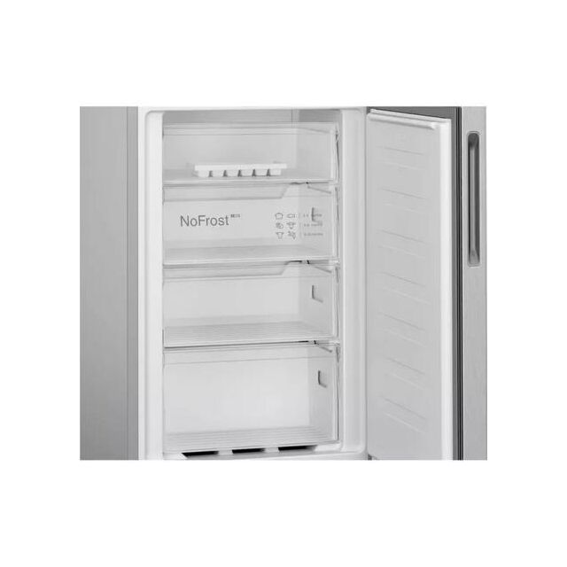 Bosch KGN27NLEAG ( Silver ) Fridge Freezer Frost Free Serie 2 Vegetable Drawer, Multiairflow, Led Li