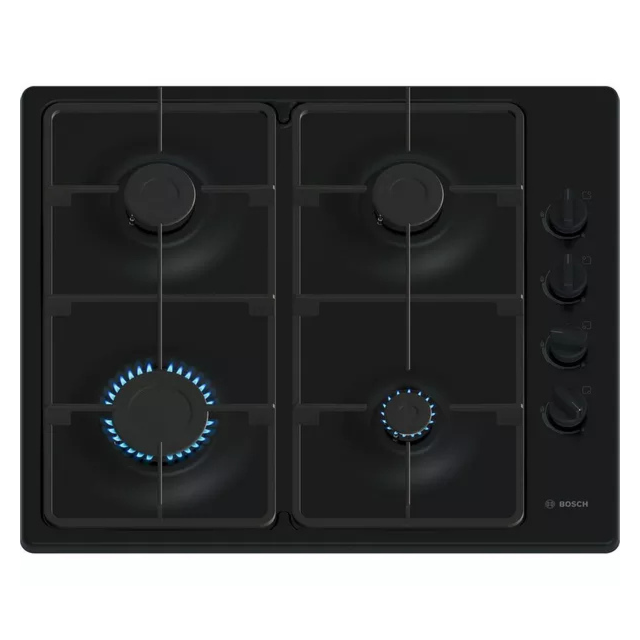 Bosch PBP6B6K60 Series 2 60cm 4 Burner Gas Hob, Black