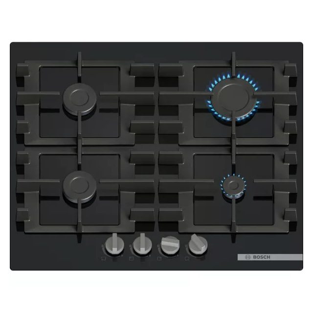 Bosch PNP6B6K40 Series 4 60Cm 4 Burner Gas Hob, Black Tempered Glass