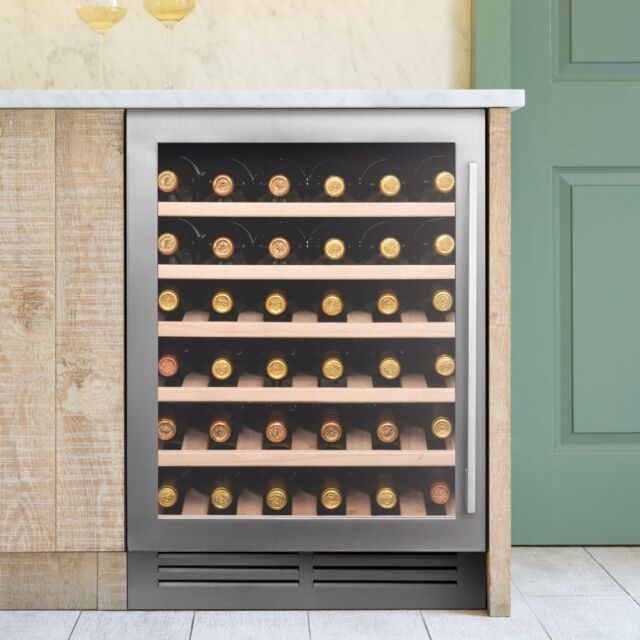 Caple WI6142 Undercounter Single Zone Wine Cabinet, Stainless Steel
