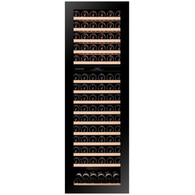 **Ex Display - Dunavox DAVG-114.288DB.TO 178cm Integrated In Column Dual Zone Wine Cooler, Touch Open – Black Glass