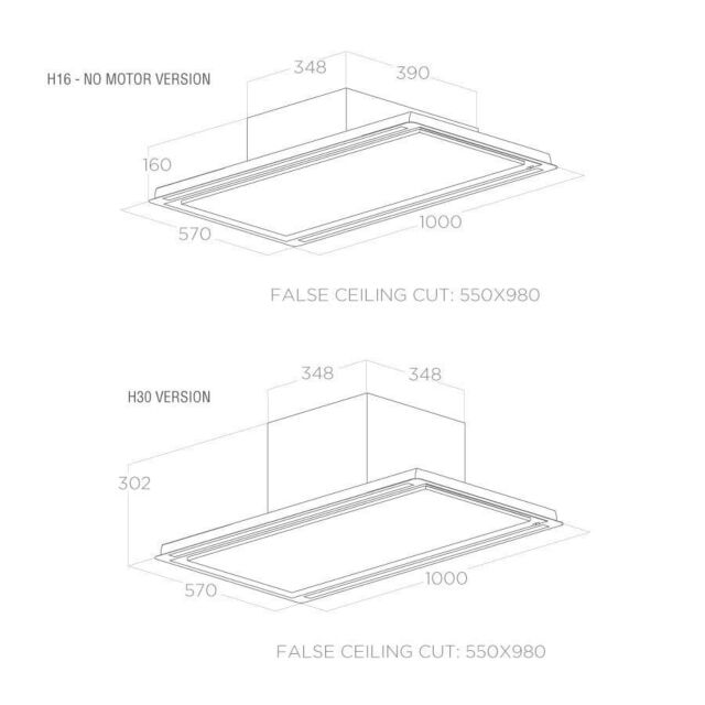 Elica HILIGHT-GLS-16 100cm Ceiling Extractor Hood in White Glass