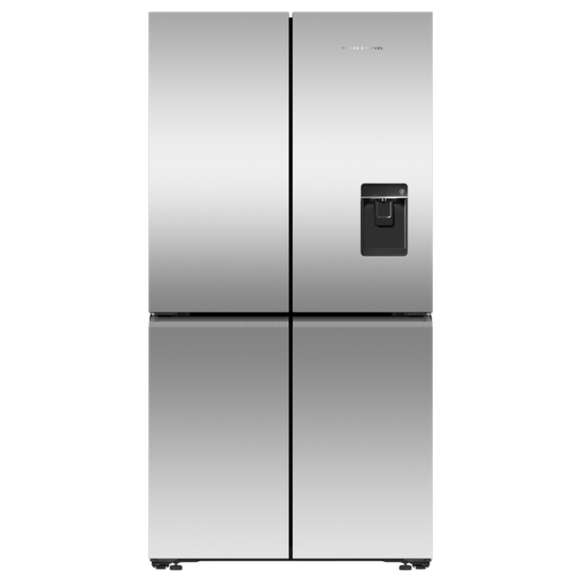 Fisher + Paykel RF605QNUVX1 Series 7 Quad Door American Fridge Freezer, Ice & Water, Stainless Steel, E Rated, Plumbed,
