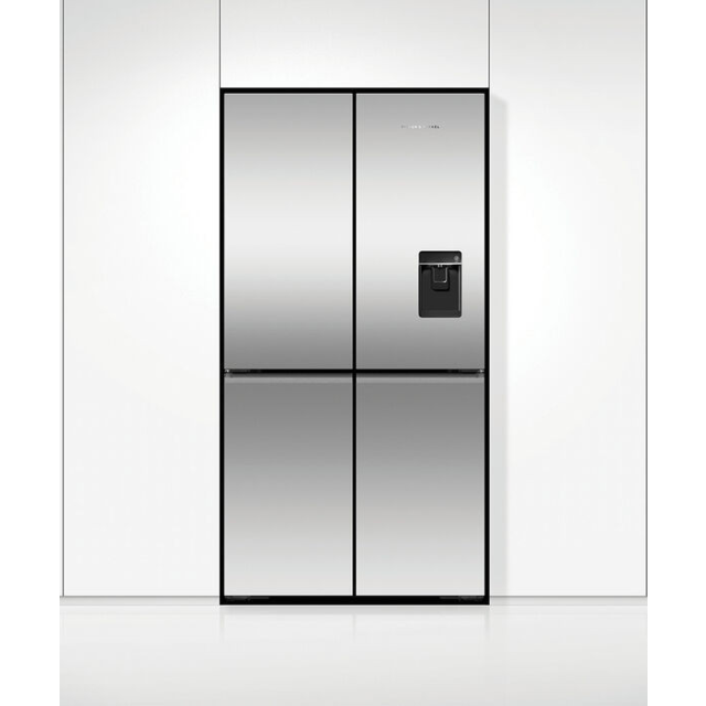 Fisher + Paykel RF605QNUVX1 Series 7 Quad Door American Fridge Freezer, Ice & Water, Stainless Steel, E Rated, Plumbed,