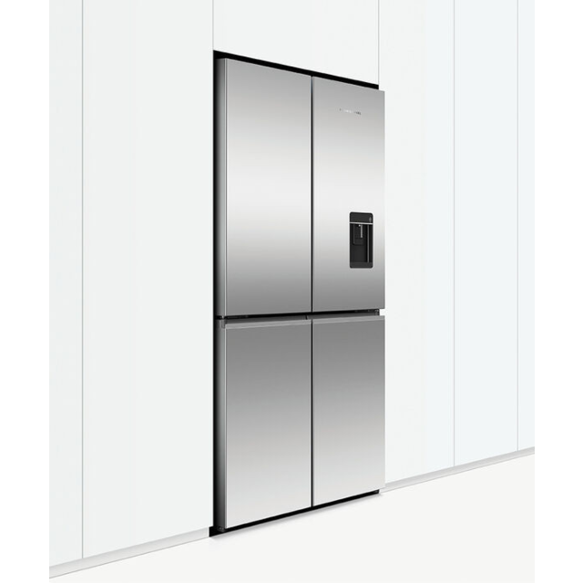 Fisher + Paykel RF605QNUVX1 Series 7 Quad Door American Fridge Freezer, Ice & Water, Stainless Steel, E Rated, Plumbed,