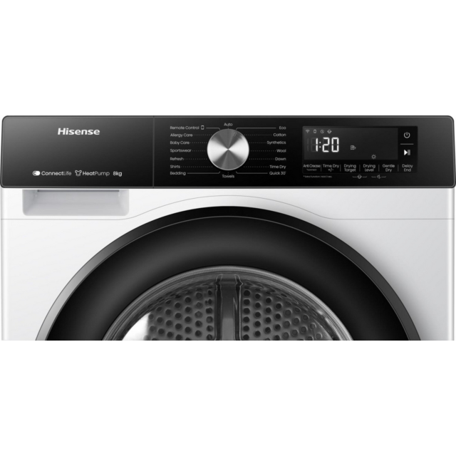 Hisense DH3S802BW3 8kg Heat Pump Tumble Dryer WiFi White