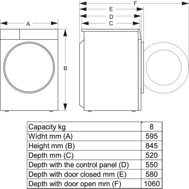 Hisense DH3S802BW3 8kg Heat Pump Tumble Dryer WiFi White