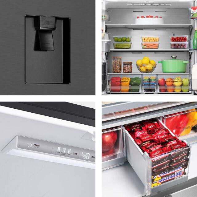 Hisense RF749N4SWFE 91.4cm 50/50 Frost Free Fridge Freezer - Black Inox