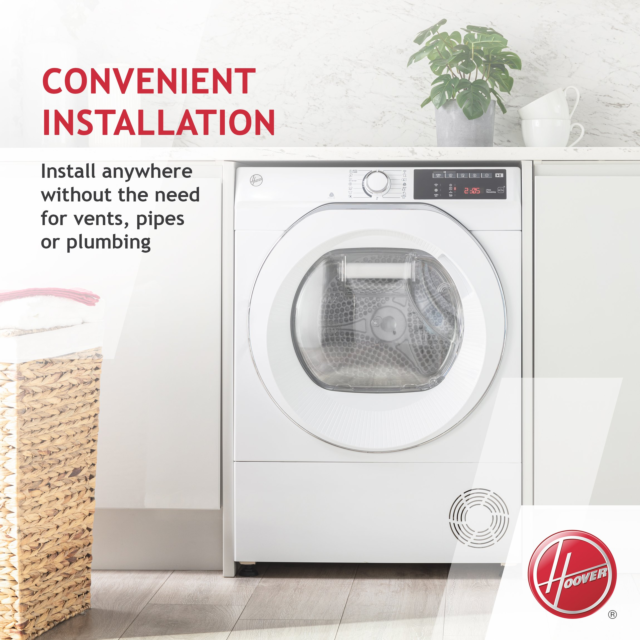 ** EX DISPLAY Hoover HLEH9A2DE 9kg Freestanding Heat Pump Tumble Dryer