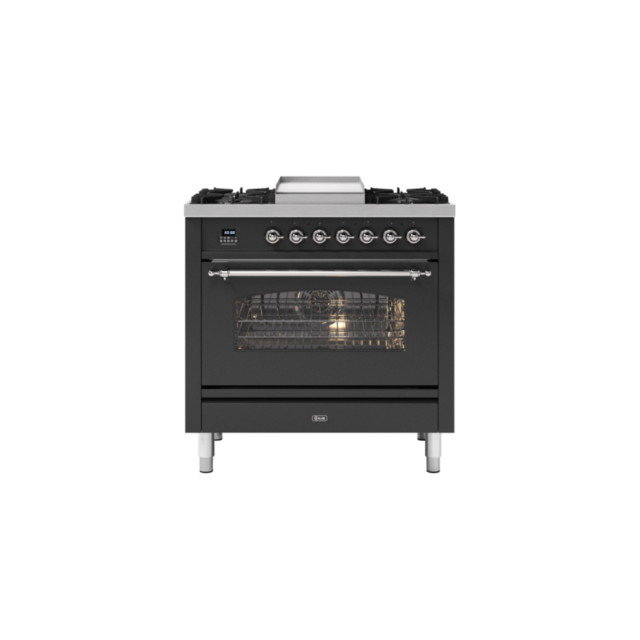 ILVE P09FNE3/ 90Cm Dual Fuel Single Cavity Milano Range Cooker, 4 Gas Burners + Fry Top