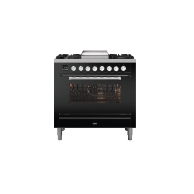 ILVE P09FWE3/ 90Cm Dual Fuel Single Cavity Rome Range Cooker, 4 Gas Burners & Frytop