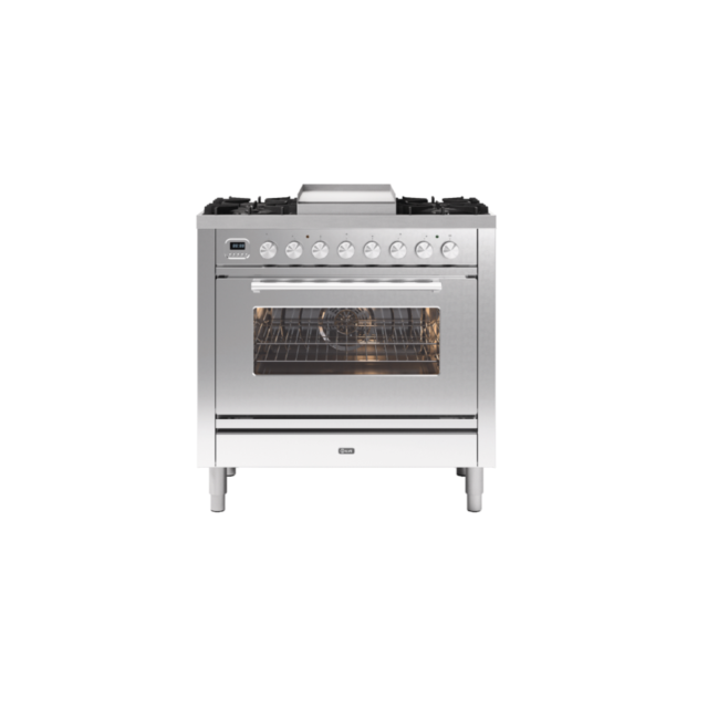 ILVE P09FWE3/ 90Cm Dual Fuel Single Cavity Rome Range Cooker, 4 Gas Burners & Frytop