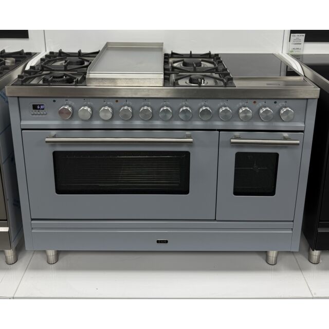 **EX DISPLAY ILVE P12FIWE3/ RAL7001 Roma 120cm Twin 90 / 30 4 Gas Burners, Fry Top + 2 Zone Induction Stainless S
