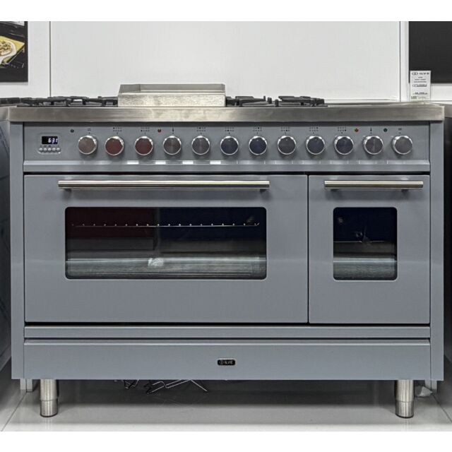 **EX DISPLAY ILVE P12FIWE3/ RAL7001 Roma 120cm Twin 90 / 30 4 Gas Burners, Fry Top + 2 Zone Induction Stainless S
