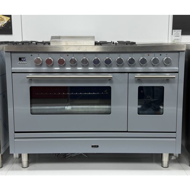**EX DISPLAY ILVE P12FIWE3/ RAL7001 Roma 120cm Twin 90 / 30 4 Gas Burners, Fry Top + 2 Zone Induction Stainless S