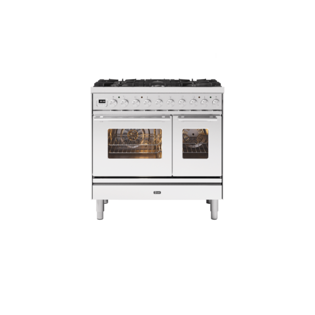 ILVE PD096WE3/ 90Cm Dual Fuel Roma Range Cooker, 6 Gas Burners