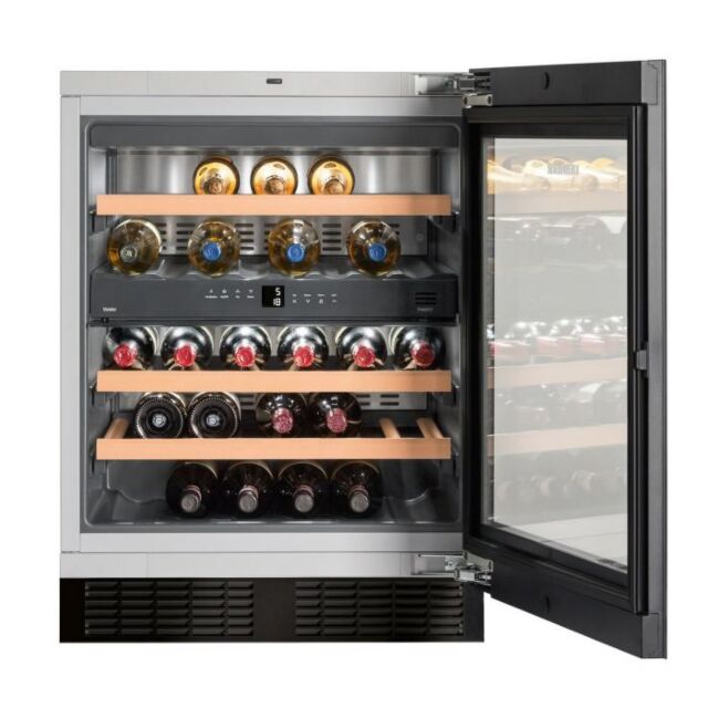 Liebherr UWTGB1682 Built-Under Dual Zone Wine Cabinet, Black Glass