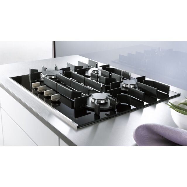Miele KM3010 626mm Wide 4 Burner Gas Hob - Black Glass,