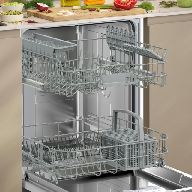Neff S153HKX03G N30 Integrated Dishwasher, Cutlery Basket, 13 Place Settings, D Rated
