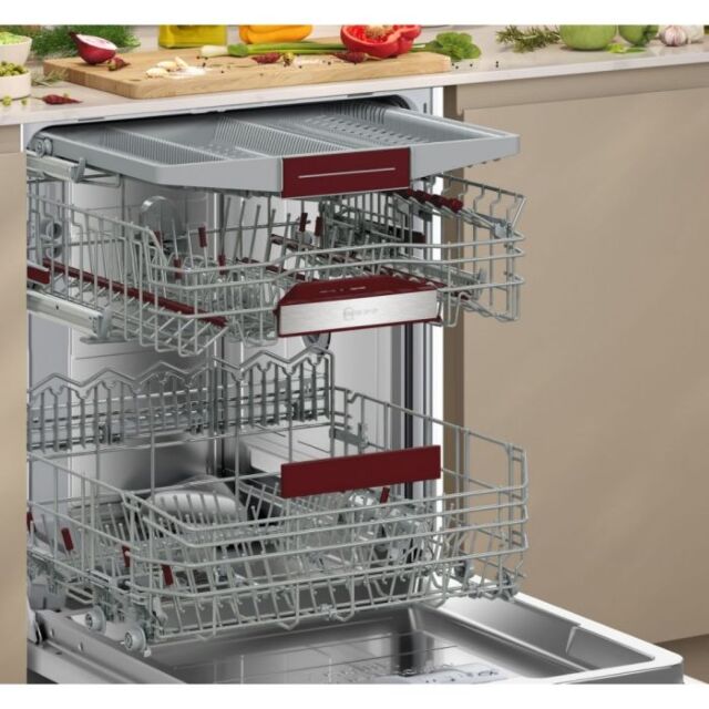 **EX DISPLAY Neff S187ZCX03G N70 Integrated Dishwasher, Cutlery tray, Zeolith, B Rated