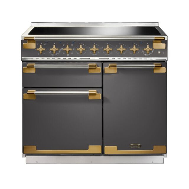 Rangemaster ELS100EISL/AB Elise Luxe 100Cm Induction Hob, Slate With Antique Brass Trim
