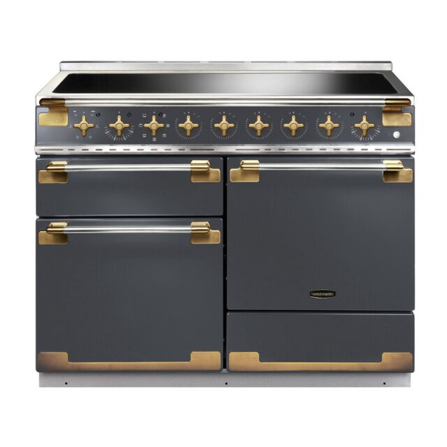Rangemaster ELS110EISL/AB 134300 Elise Luxe 110Cm Induction Range Cooker, Slate With Antique Brass T