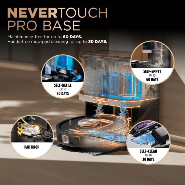 Shark PowerDetect NeverTouch Pro 2-in-1 Self-Empty, Self-Refill & Self-Clean Robot Vacuum & Mop - Black