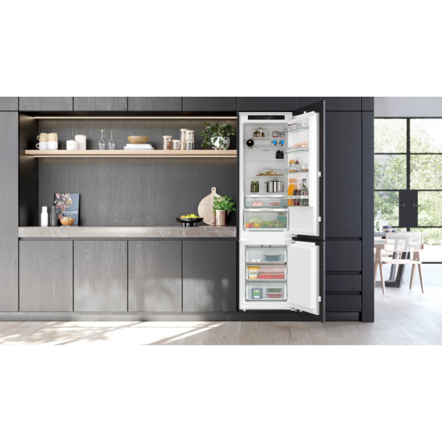 Siemens KI96NVFD0 iQ300 Integrated XL Fridge Freezer, Fixed Hinge, 70/30, White, D Rated
