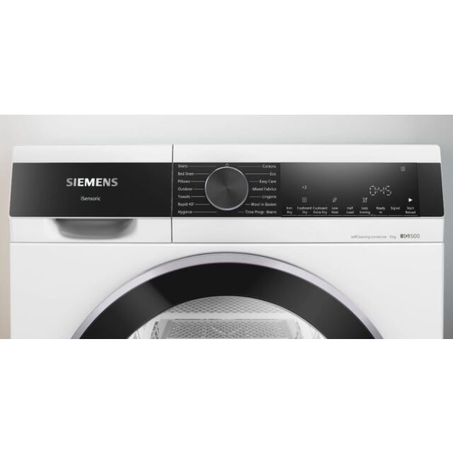 Siemens WQ45G203GB iQ500 Freestanding Heat Pump Tumble Dryer, 9kg, White, A+++ Rated