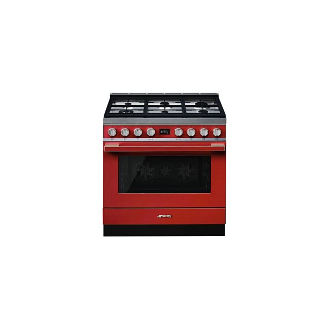 Smeg CPF9GP 90Cm Dual Fuel Single Cavity Portofino Range Cooker, Pyrolytic