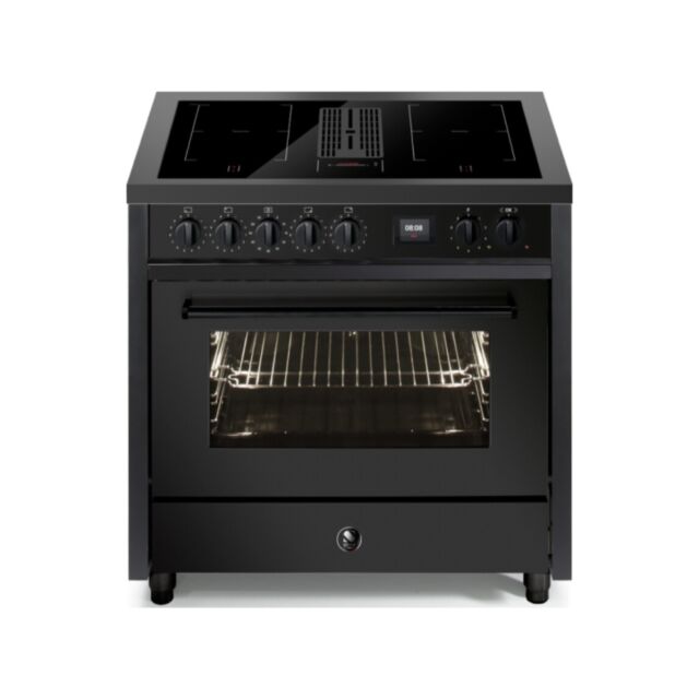 ** EX DISPLAY Steel Cucine EQ9F-4FIK NF Cs7520 90Cm Induction Range, Nero Fumo Black Finish With Downdraft