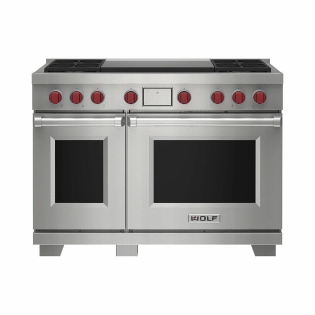 Wolf ICBDF48450DG/S/P 1216mm Dual Fuel Range Cooker, 4 Gas Burners, Double Griddle