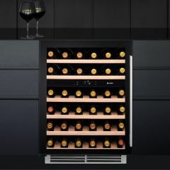 Caple WI6136 Undercounter, 2 Zones, W 595Mm, Suitable For 100-150Mm Plinth, G Energy, Black Glass Do